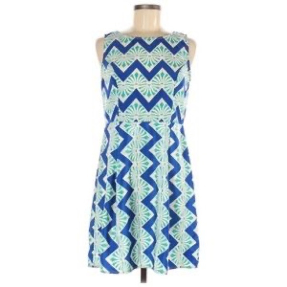 Anthropologie Blue Chevron Dress